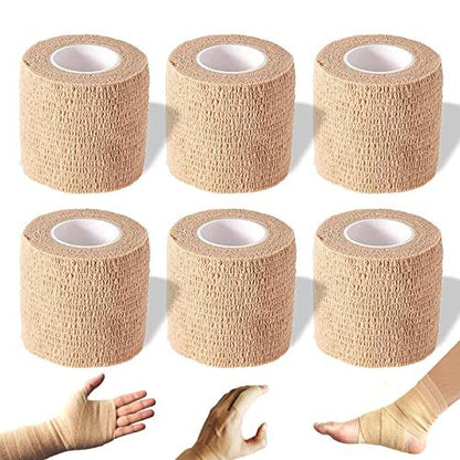 Selbsthaftender Verbandwickel, 2 Zoll x 5 Yards, 6er-Pack, Selbstklebende elastische Binde für Sport, Erste-Hilfe-Tape