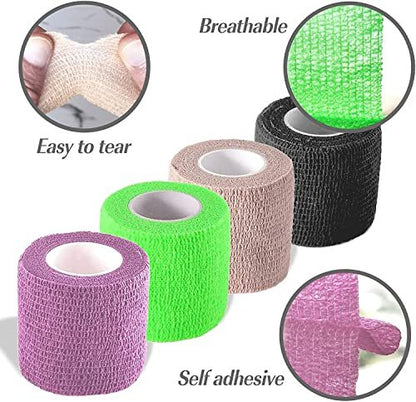 Selbsthaftender Verbandwickel, 2 Zoll x 5 Yards, 6er-Pack, Selbstklebende elastische Binde für Sport, Erste-Hilfe-Tape