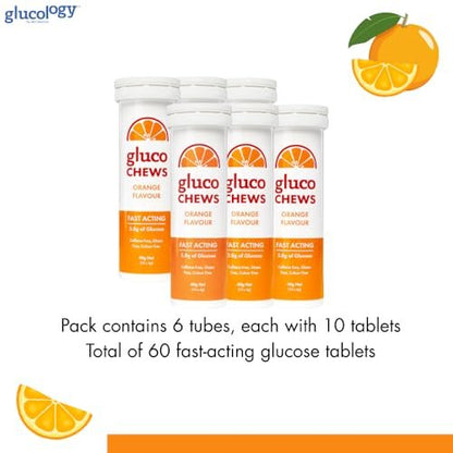 Glucology Glucochews Himbeer – Schnell wirkende Glucose Tabletten, 60 Stück (10 Tabletten pro Tube, 6 Taschenröhrchen), Energieschub, Unterstützt den Blutzucker, Glutenfrei, Koffeinfrei, Farbstofffrei