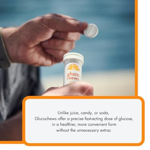 Glucochews Orange Glucose Tabletten – 60 Tabletten (6 Taschenröhrchen à 10 Stück) – 3,8 g schnell wirkende Glucose – Energieschub & Blutzuckerunterstützung – Glutenfrei, fettfrei, koffeinfrei