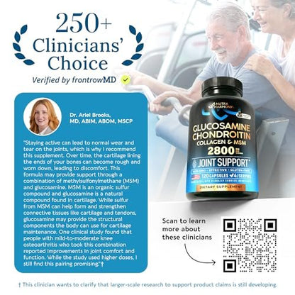 Glucosamin Chondroitin MSM Kollagen | Gelenk- & Knorpelunterstützung 2800 mg | Laborgetestet | Für Männer & Frauen | 120 Kapseln
