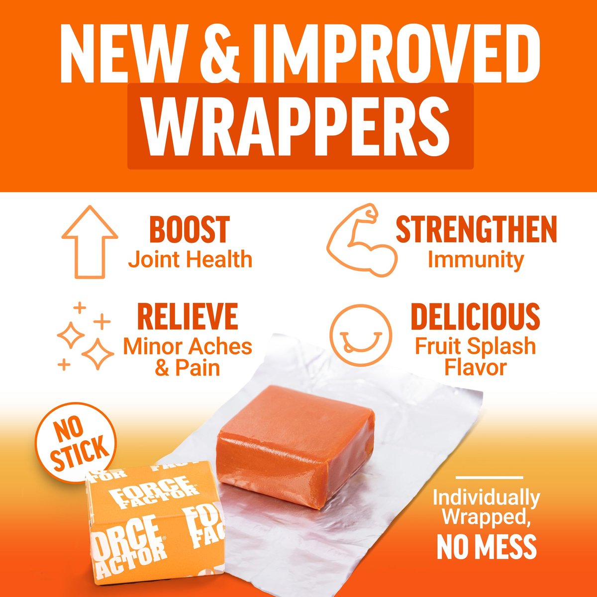 Force Factor Better Turmeric 400 mg mit schwarzem Pfeffer & Ingwer, Extra starke Gelenkunterstützung, überlegene Absorption, wie Kurkuma-Gummis, Fruchtsplash, 60 Kurkuma-Kaustabletten