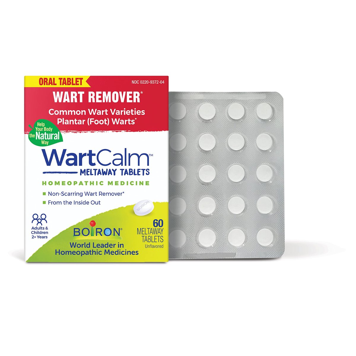 Boiron WartCalm zur schmerzfreien Warzenentfernung an Händen, Knien, Fußsohlen und anderen Körperstellen für Erwachsene und Kinder ab 2 Jahren – 60 Tabletten