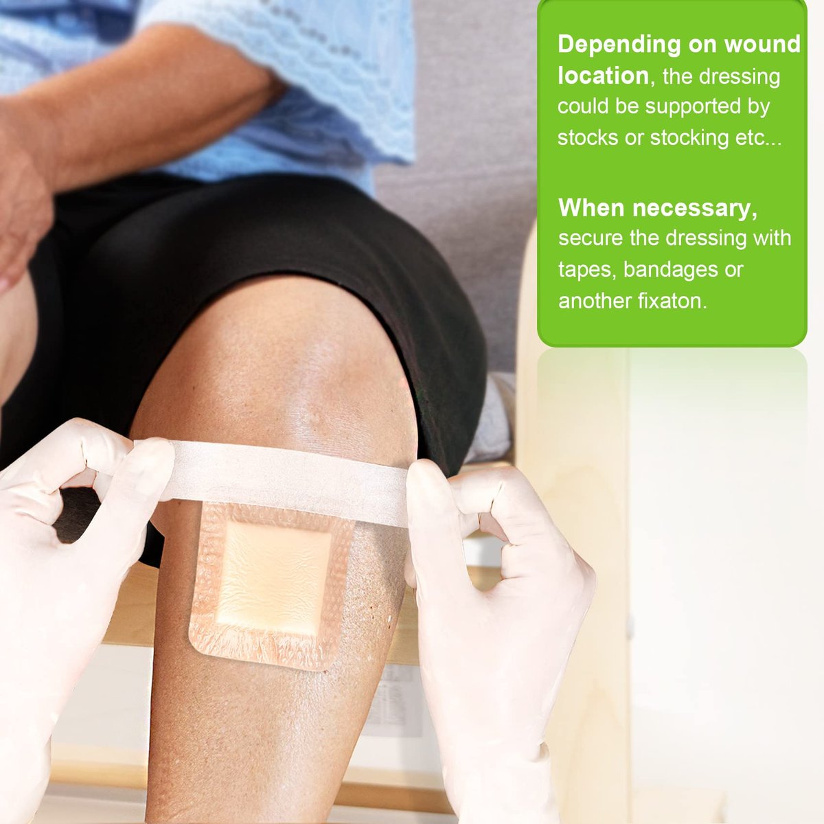 NeuHeils Silikonhaftender Schaumverband mit sanftem Rand 3''x3'' für Dekubitus, 10 Stück, saugfähiger wasserdichter Silikon-Wundverband für Fußdiabetische Ulzera