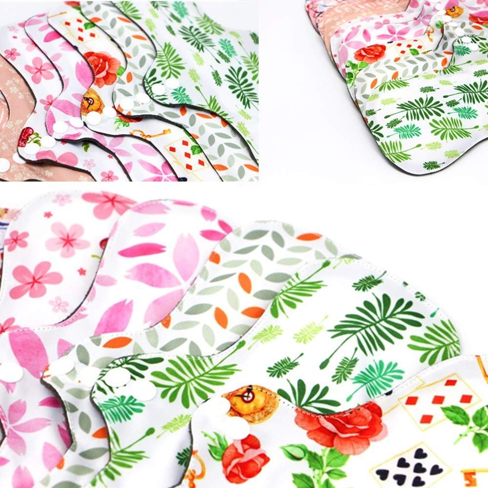 Asenappy Wiederverwendbare Menstruationseinlagen aus Bambuskohle – 5er-Pack mit Mini-Wetbag für starke Tage und Inkontinenz