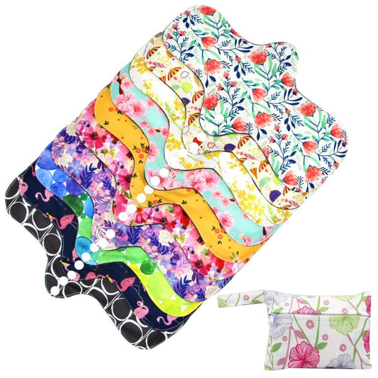 Asenappy Wiederverwendbare Menstruationseinlagen aus Bambuskohle – 5er-Pack mit Mini-Wetbag für starke Tage und Inkontinenz
