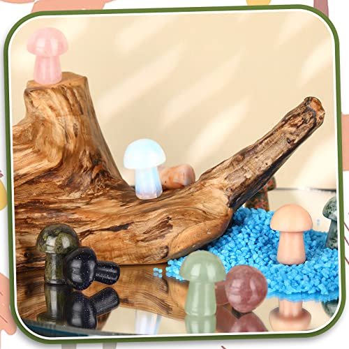 Nuanchu 20 Stücke Kristallpilz Dekoration, handgefertigte Mini-Skulptur, Sorgenstein Figuren, Bulk Edelstein poliert, für Hexerei DIY Meditation Garten (Klassische Farben)