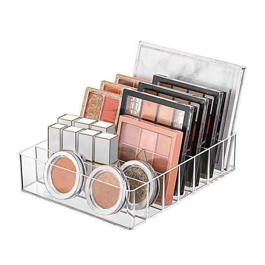 WECHENG Makeup Organizer für Lidschattenpaletten und Lippenstifte, 7-geteilter Kosmetik-Organizer für Schubladen und Arbeitsplatten, modernes Kosmetik-Aufbewahrung (19 x 16 x 4,5 cm)
