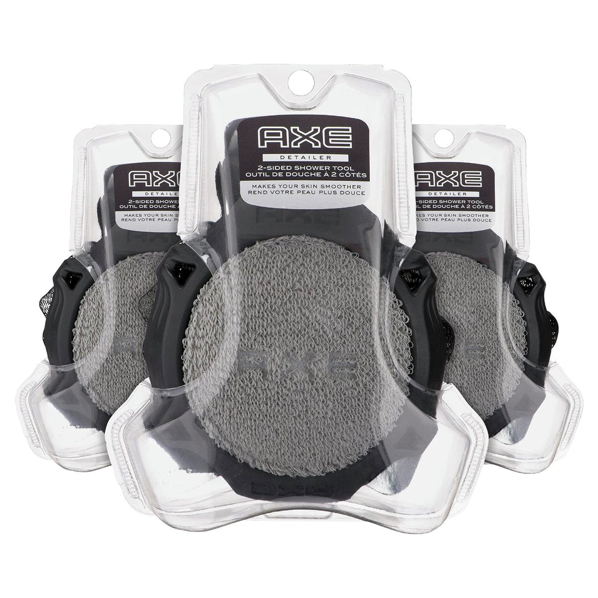 AXE Modern Shower Tool Hautreiniger für glattere Haut – Peelt und reinigt sanft, 3er-Pack Schwarz