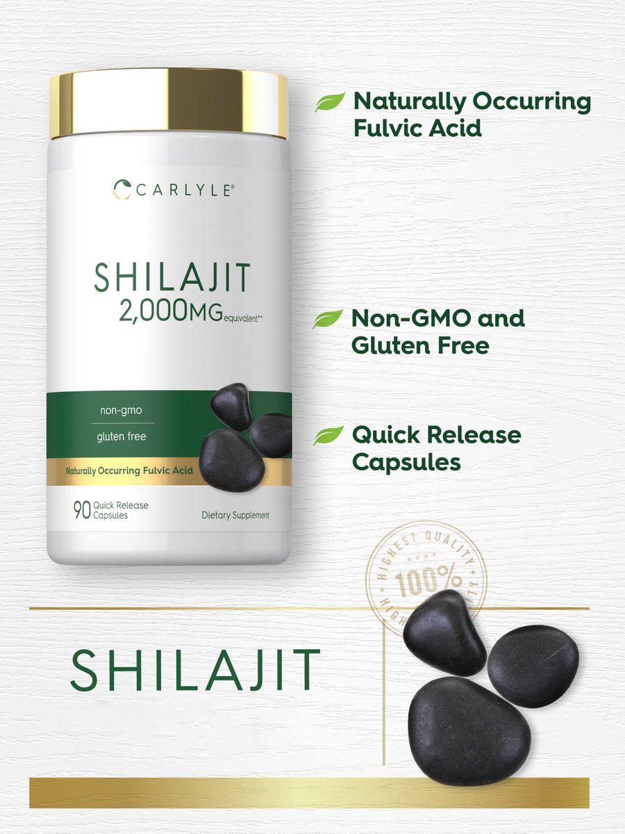 Carlyle Shilajit Kapseln | 90 Stück | Non-GMO & Glutenfrei Nahrungsergänzungsmittel