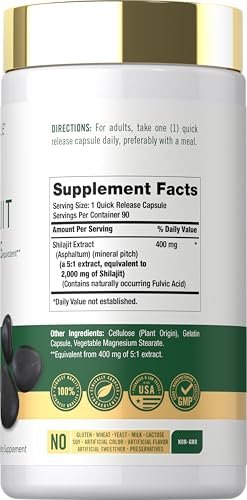 Carlyle Shilajit Kapseln | 90 Stück | Non-GMO & Glutenfrei Nahrungsergänzungsmittel