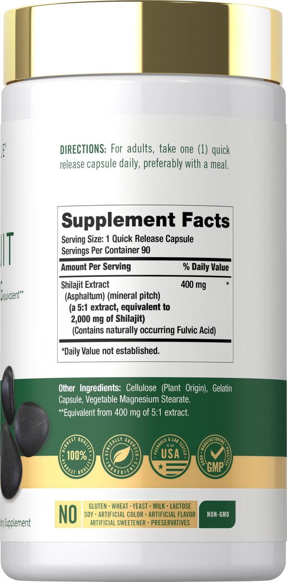 Carlyle Shilajit Kapseln | 90 Stück | Non-GMO & Glutenfrei Nahrungsergänzungsmittel