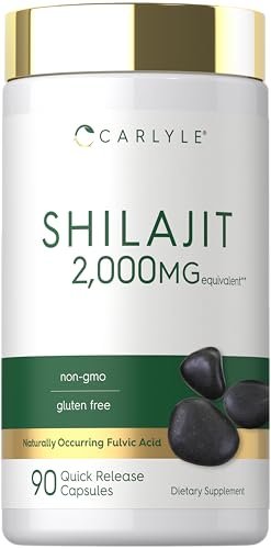 Carlyle Shilajit Kapseln | 90 Stück | Non-GMO & Glutenfrei Nahrungsergänzungsmittel