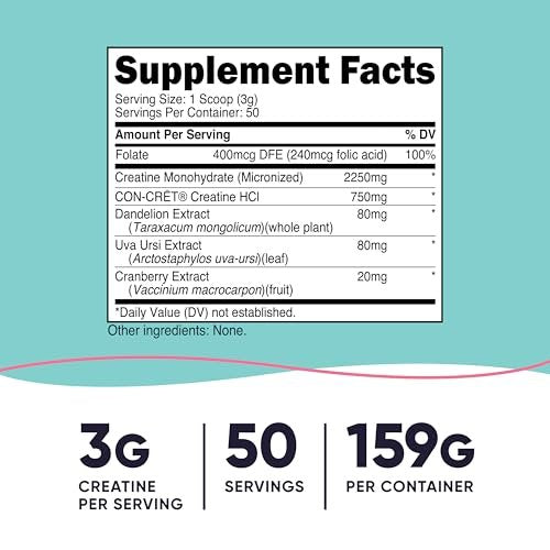 Nutricost Kreatin Monohydrat Pulver für Frauen, mikronisiert, ungewürzt, 50 Portionen - Vegetarisch, Nicht-GVO, Glutenfrei
