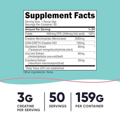 Nutricost Kreatin Monohydrat Pulver für Frauen, mikronisiert, ungewürzt, 50 Portionen - Vegetarisch, Nicht-GVO, Glutenfrei