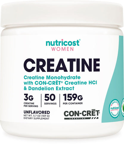 Nutricost Kreatin Monohydrat Pulver für Frauen, mikronisiert, ungewürzt, 50 Portionen - Vegetarisch, Nicht-GVO, Glutenfrei
