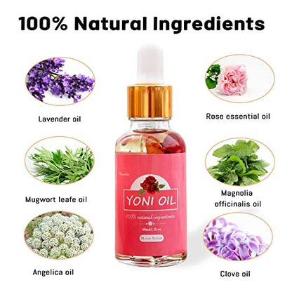 2er-Pack Yoni-Öl für Frauen – 100% natürliches feminines Intimöl mit Rosenöl, pH-ausgeglichen, beseitigt Gerüche (2x30 ml)