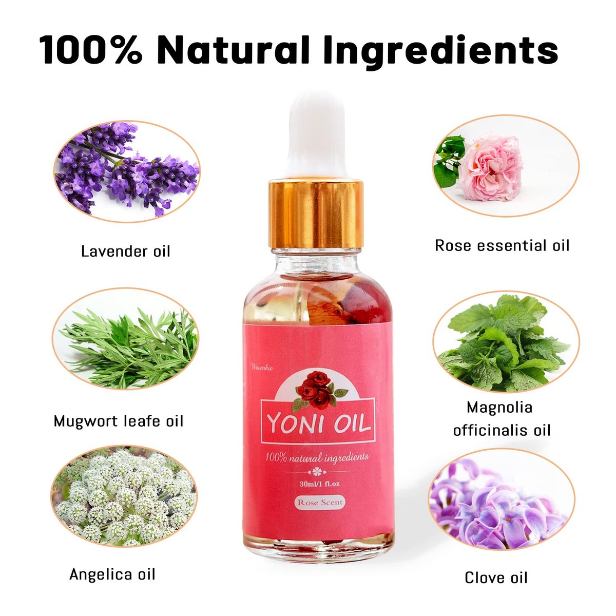 2er-Pack Yoni-Öl für Frauen – 100% natürliches feminines Intimöl mit Rosenöl, pH-ausgeglichen, beseitigt Gerüche (2x30 ml)