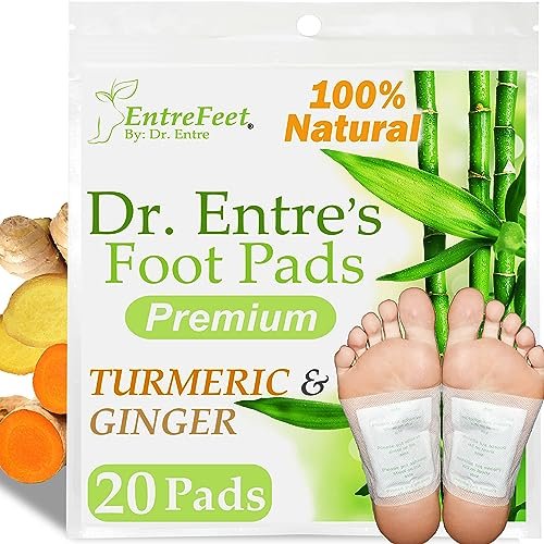 Dr. Entre’s Fußpflaster: 20 Pack Kurkuma & Ingwer Premium-Pflaster für Wohlbefinden, besseren Schlaf & Stressabbau | Bio-Fußpflaster