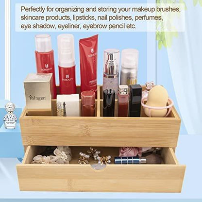 BOOTOP PIN Bambus Make-up Organizer mit Schubladen für Kommode, Schminktisch, Badezimmer Hautpflege