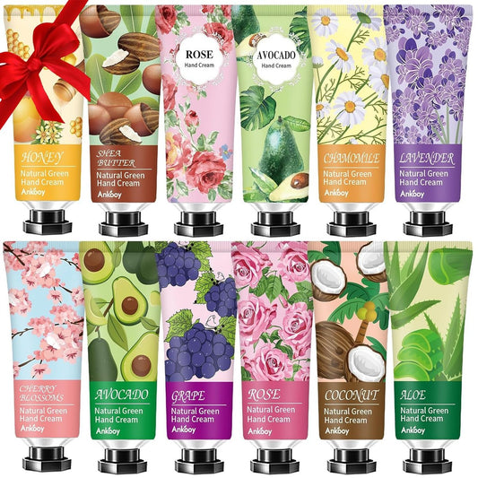 ANKOOY 12er-Pack Handcreme für trockene, rissige Hände – natürliche Handlotion in Reisegröße, ideales Dankeschön-Geschenk für Lehrer, Krankenschwestern und Mütter