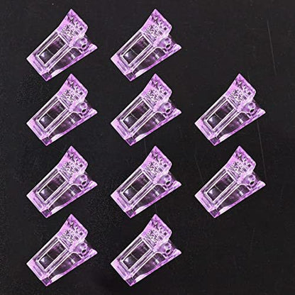 VNC 10er-Pack lila Nagelspitzen-Clips für schnelle Polygel-Nagelverlängerungen, UV-LED-Builder-Clips, DIY-Maniküre-Werkzeug