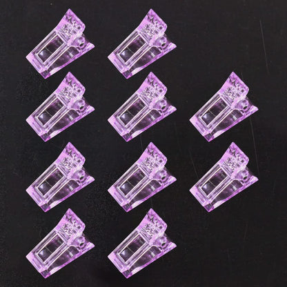 VNC 10er-Pack lila Nagelspitzen-Clips für schnelle Polygel-Nagelverlängerungen, UV-LED-Builder-Clips, DIY-Maniküre-Werkzeug