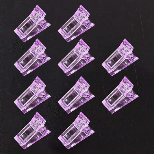 VNC 10er-Pack lila Nagelspitzen-Clips für schnelle Polygel-Nagelverlängerungen, UV-LED-Builder-Clips, DIY-Maniküre-Werkzeug