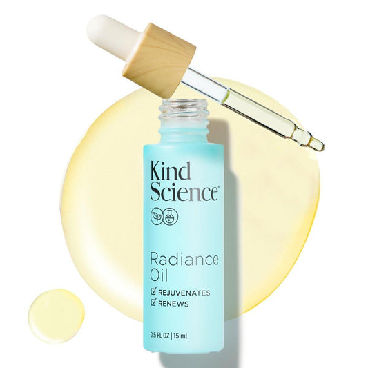 Kind Science Radiance Face Oil - Feuchtigkeitsspendendes Gesichtsöl mit Vitamin E, C & A, Bakuchiol, Jojoba- und Moringaöl - Anti-Aging für einen frischen, strahlenden Teint - Vegan, parabenfrei, tierversuchsfrei, 15 ml