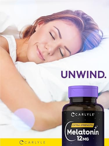 Carlyle Melatonin 12 mg | 180 Softgel-Kapseln | Extra starkes Schlafsupplement für Erwachsene | Non-GMO, glutenfrei