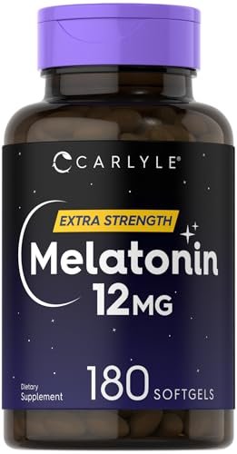 Carlyle Melatonin 12 mg | 180 Softgel-Kapseln | Extra starkes Schlafsupplement für Erwachsene | Non-GMO, glutenfrei