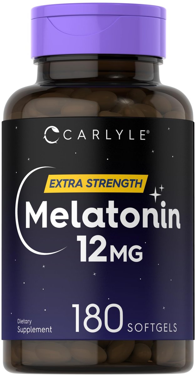 Carlyle Melatonin 12 mg | 180 Softgel-Kapseln | Extra starkes Schlafsupplement für Erwachsene | Non-GMO, glutenfrei