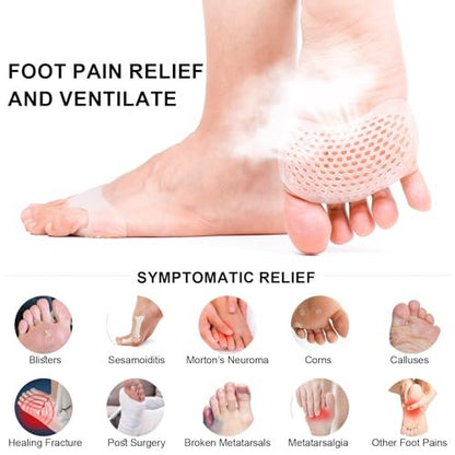 YFLife Metatarsal Pads 6er-Pack – Wiederverwendbare Gel-Ballenpolster für Damen & Herren, Schmerzlinderung bei hohen Schuhen, Ballenauflagen für Schuhe, Zehenpolster gegen Ballenschmerzen – Transparent