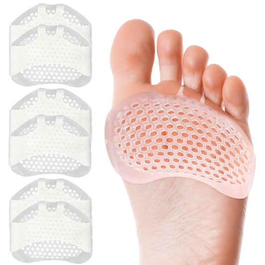YFLife Metatarsal Pads 6er-Pack – Wiederverwendbare Gel-Ballenpolster für Damen & Herren, Schmerzlinderung bei hohen Schuhen, Ballenauflagen für Schuhe, Zehenpolster gegen Ballenschmerzen – Transparent