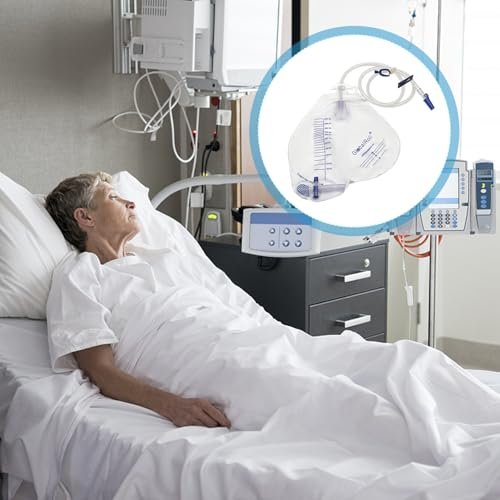 GlobalRoll Urinbeutel mit Anti-Reflux-Kammer, 2000 ml Fassungsvermögen, 122 cm Drainageschlauch, Clips und Aufhängehaken, professioneller Urinbeutel für zu Hause und Krankenhäuser, 2er-Pack