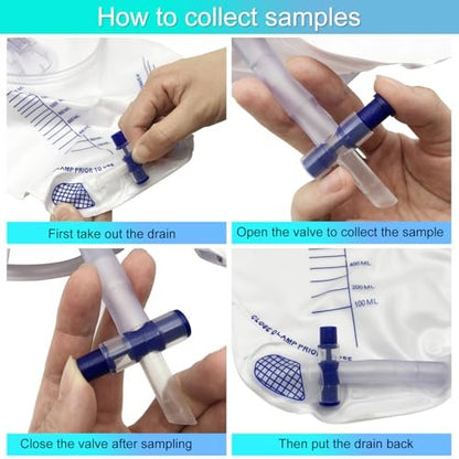GlobalRoll Urinbeutel mit Anti-Reflux-Kammer, Urinbeutel 2000 ml, 120 cm Drainageschlauch, Clips und Aufhängehaken, professioneller Urinbeutel für zu Hause und Krankenhäuser, 1 Packung