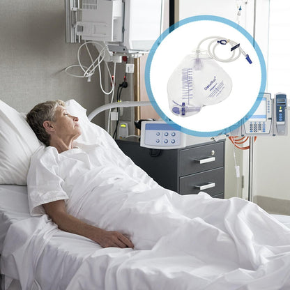 GlobalRoll Urinbeutel mit Anti-Reflux-Kammer, Urinbeutel 2000 ml, 120 cm Drainageschlauch, Clips und Aufhängehaken, professioneller Urinbeutel für zu Hause und Krankenhäuser, 1 Packung