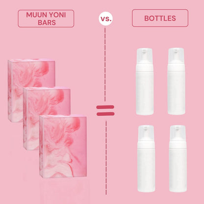 Muun Yoni Seifenbar Set - 3er Pack pH-Balance Probiotika & Natürliche Inhaltsstoffe - Sanfte Reinigung Beseitigt Geruch Vaginale Gesundheit - Intimwaschmittel - Feuchtigkeitsspendend (Rose)