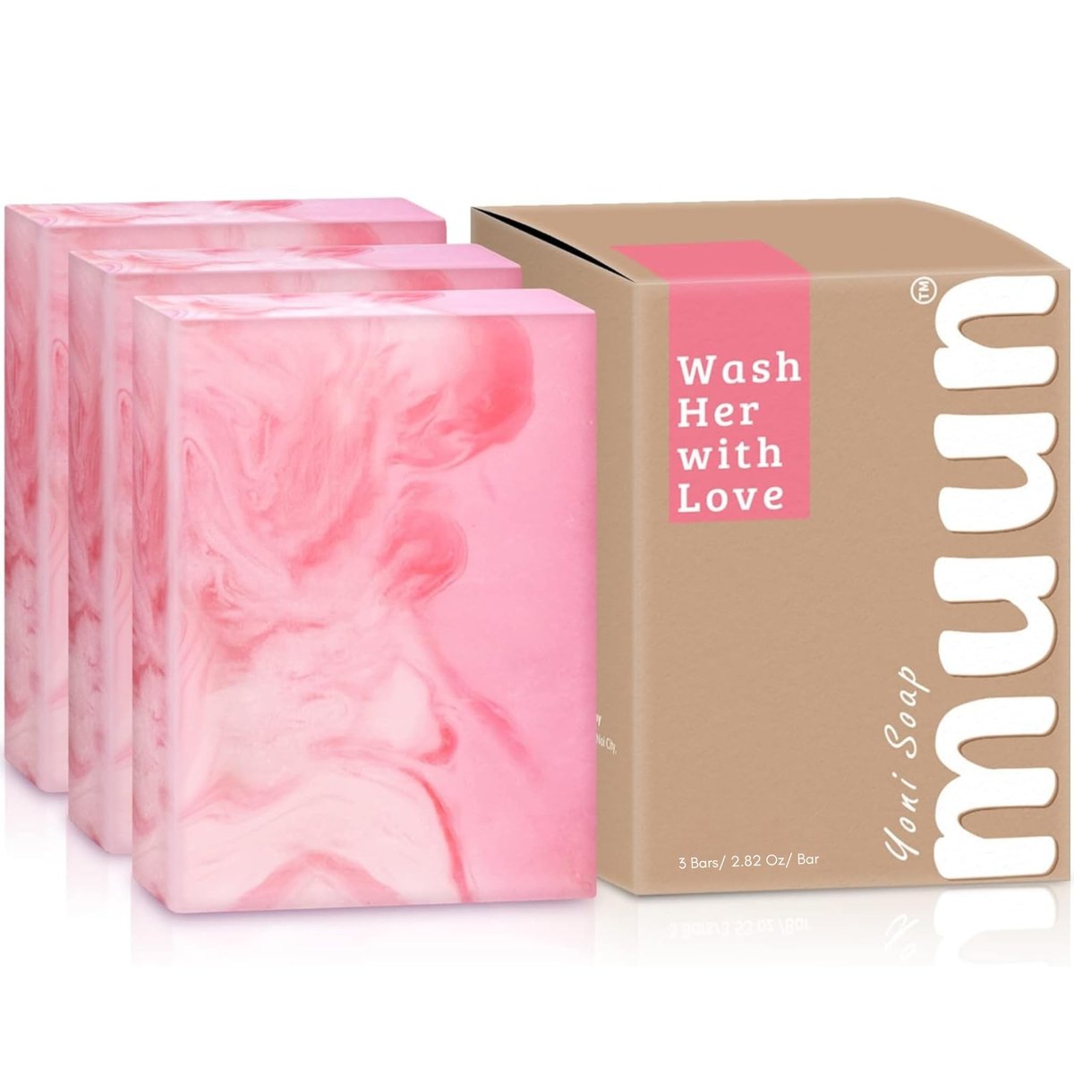 Muun Yoni Seifenbar Set - 3er Pack pH-Balance Probiotika & Natürliche Inhaltsstoffe - Sanfte Reinigung Beseitigt Geruch Vaginale Gesundheit - Intimwaschmittel - Feuchtigkeitsspendend (Rose)