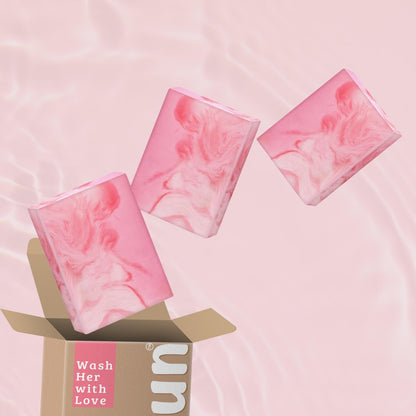 Muun Yoni Seifenbar Set - 3er Pack pH-Balance Probiotika & Natürliche Inhaltsstoffe - Sanfte Reinigung Beseitigt Geruch Vaginale Gesundheit - Intimwaschmittel - Feuchtigkeitsspendend (Rose)