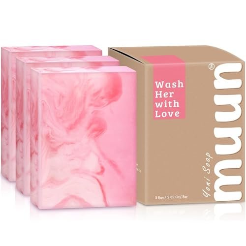 Muun Yoni Seifenbar Set - 3er Pack pH-Balance Probiotika & Natürliche Inhaltsstoffe - Sanfte Reinigung Beseitigt Geruch Vaginale Gesundheit - Intimwaschmittel - Feuchtigkeitsspendend (Rose)