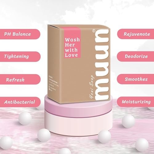 Muun Yoni Seifenbar Set - 3er Pack pH-Balance Probiotika & Natürliche Inhaltsstoffe - Sanfte Reinigung Beseitigt Geruch Vaginale Gesundheit - Intimwaschmittel - Feuchtigkeitsspendend (Rose)