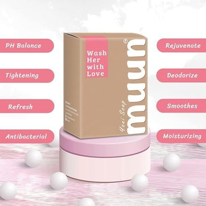 Muun Yoni Seifenbar Set - 3er Pack pH-Balance Probiotika & Natürliche Inhaltsstoffe - Sanfte Reinigung Beseitigt Geruch Vaginale Gesundheit - Intimwaschmittel - Feuchtigkeitsspendend (Rose)