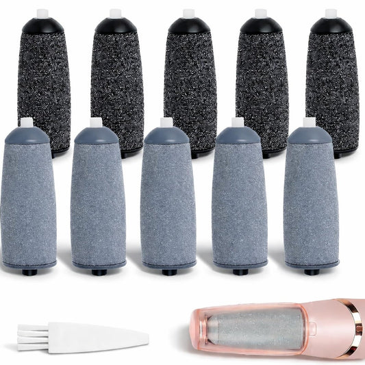 10er-Pack Ersatz-Walzen für Finishing Touch Flawless Pedi Elektrische Fußfeile (5 grobe & 5 feine Walzen) mit Reinigungsbürste