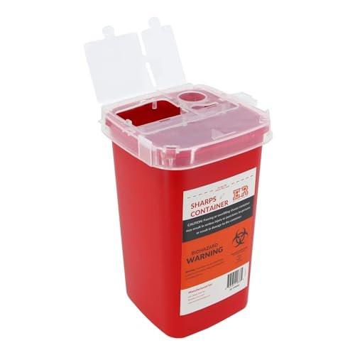 Ever Ready First Aid Entsorgungsbehälter für scharfe Gegenstände mit geteiltem Deckel und Verriegelungsmechanismus, 1 Quart