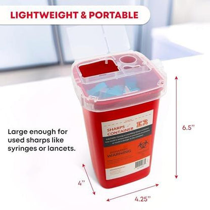 Ever Ready First Aid Entsorgungsset für scharfe Gegenstände – 3er-Pack Behälter mit Split-Design und Verriegelungsmechanismus, 1 Quart, Rot
