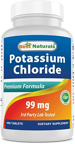 Best Naturals Kaliumchlorid Nahrungsergänzung 99 mg, 400 Tabletten - Laborgeprüft