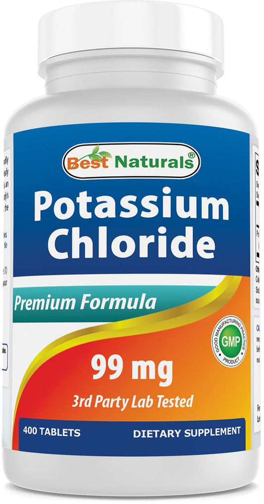 Best Naturals Kaliumchlorid Nahrungsergänzung 99 mg, 400 Tabletten - Laborgeprüft
