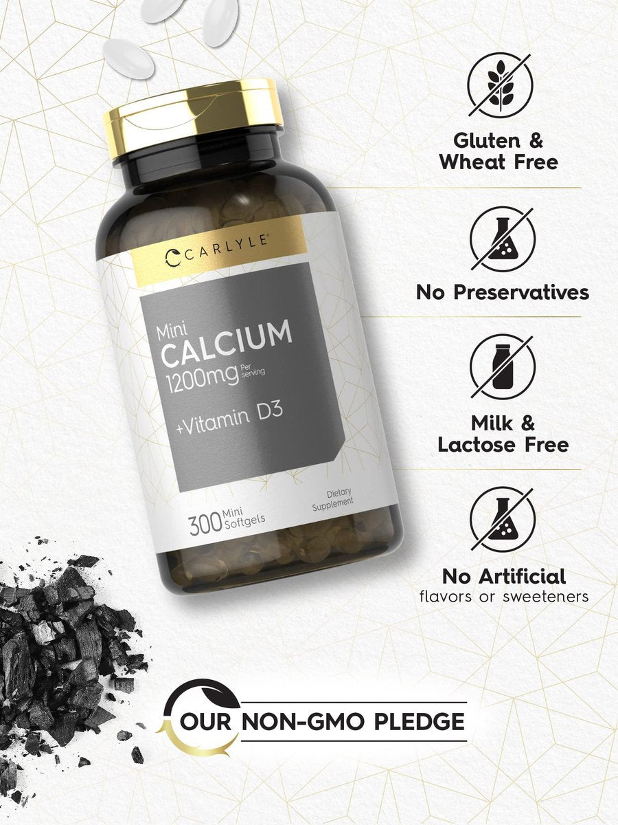 Carlyle Calcium 1200 mg mit Vitamin D3 | 300 Softgels | Nahrungsergänzungsmittel, Non-GMO & Glutenfrei