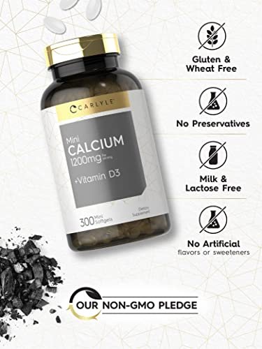 Carlyle Calcium 1200 mg mit Vitamin D3 | 300 Softgels | Nahrungsergänzungsmittel, Non-GMO & Glutenfrei